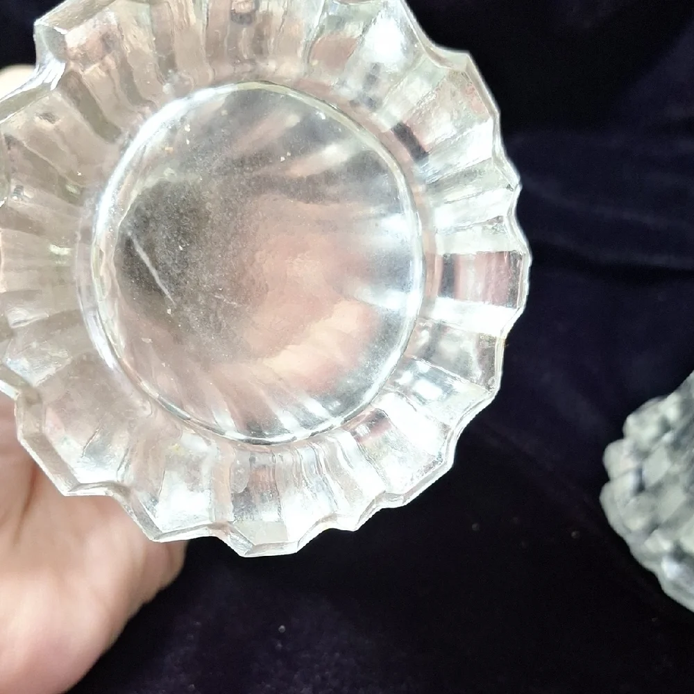 Vintage Crystal Dusting S&P Style Shakers with Silver Tops